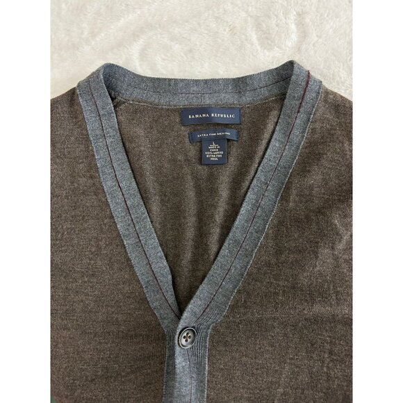 Banana Republic Women's L 100% Extra Fine Merino Wool Cardigan Sweater Brown - Picture 11 of 12